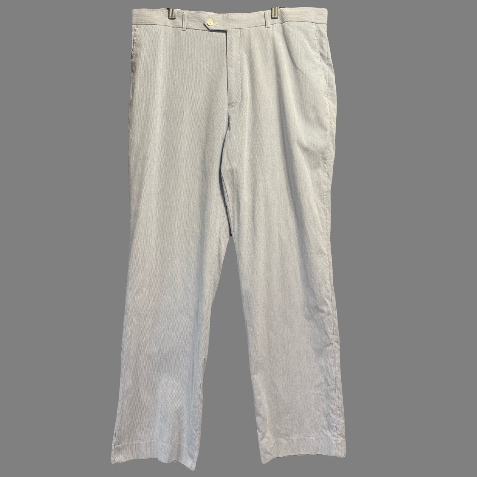 Alan Flusser Seersucker Pants Men 38x32 Blue White Striped Preppy Old Money